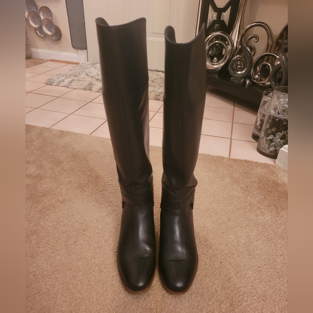 Franco Sarto Sleek Black Heeled Boots Size 8